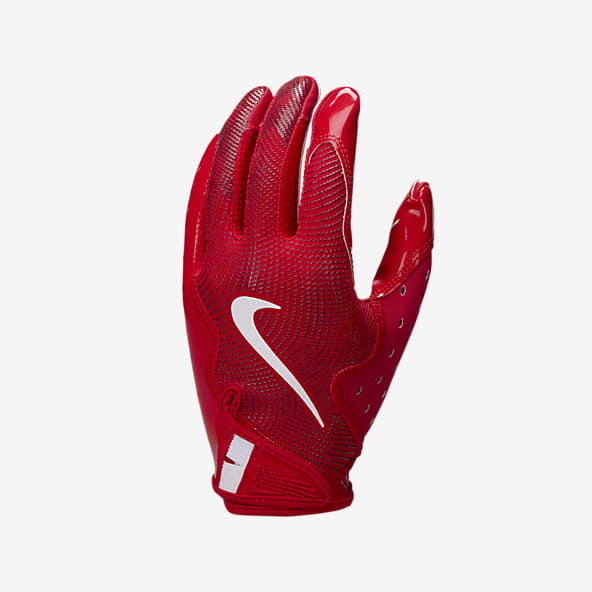 Red Football Gloves Mitts. Nike